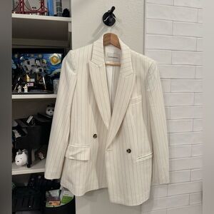 Club Monaco White Pinstripe Blazer